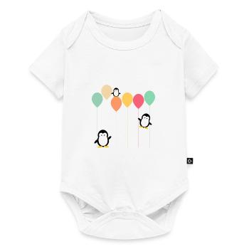 Pinguine und Ballons - Baby Premium Kurzarmbody - Weiß - Vorne