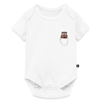 Owl in pocket with coffee Funny animals - Baby Premium short-sleeve bodysuit - white - Front
