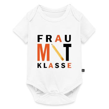 Frau mit Klasse Lehrer Spruch Geschenk - Baby Premium Kurzarmbody - Weiß - Vorne