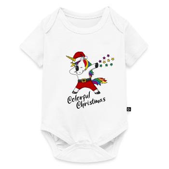 Christmas Unicorn colorful christmas gift - Baby Premium short-sleeve bodysuit - white - Front