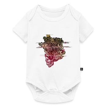 Skull Head Blown Glitch - Baby Premium short-sleeve bodysuit - white - Front