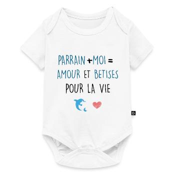 Parrain et bébé annonce - Body à manches courtes Premium Bébé - blanc - Devant