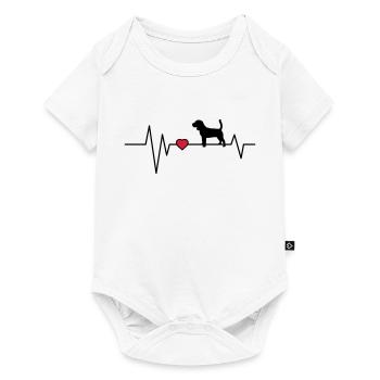 Heartbeat Chien Beagle - Body à manches courtes Premium Bébé - blanc - Devant