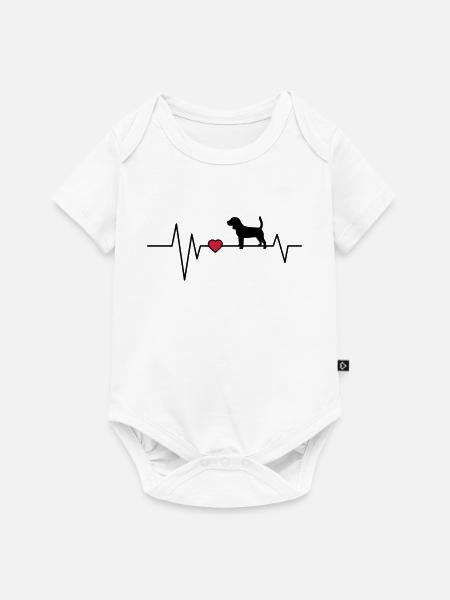 Herzschlag Hund Beagle - Baby Premium Kurzarmbody - Weiß