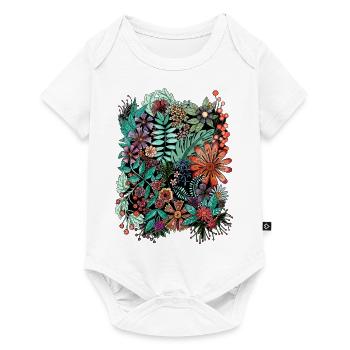 Fleurs et feuilles - Body à manches courtes Premium Bébé - blanc - Devant
