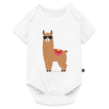 Happy Life Llama T-Shirt Alpaca - Baby Premium short-sleeve bodysuit - white - Front