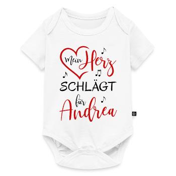 Mein Herz schlägt für Andrea - Baby Premium Kurzarmbody - Weiß - Vorne