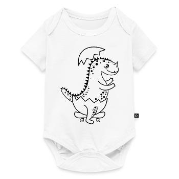 Dinosaurier-Baby, frisch geschlüpft, beim Skaten! - Baby Premium Kurzarmbody - Weiß - Vorne