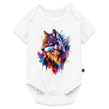 Wolf Wolfskopf Raubtier Wald Natur Wildnis Bunt - Baby Premium Kurzarmbody - Weiß - Vorne