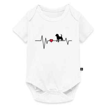 Heartbeat Chien Beagle - Body à manches courtes Premium Bébé - blanc - Devant
