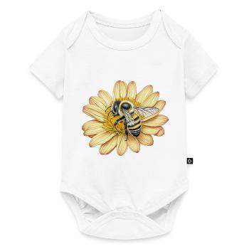 Abeille mignonne et fleur jaune - Body à manches courtes Premium Bébé - blanc - Devant
