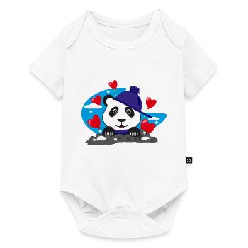 Panda im Winter mit sehr vielen Herzen. - Baby Premium Kurzarmbody - Weiß - Vorne