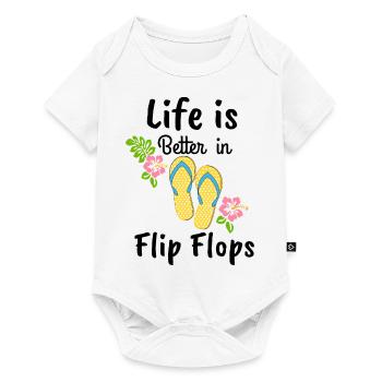 Das Leben ist besser in Flip-Flops - Baby Premium Kurzarmbody - Weiß - Vorne