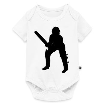 Cricket Schlagmann Batter Black - Baby Premium Kurzarmbody - Weiß - Vorne