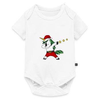 Christmas unicorn dabing Santa Claus - Baby Premium short-sleeve bodysuit - white - Front