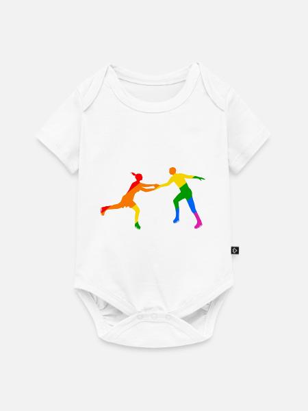 Buntes Eislaufduett - Baby Premium Kurzarmbody - Weiß