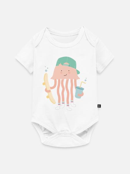 SKATER JELLYFISH - Baby Premium Kurzarmbody - Weiß
