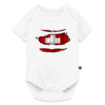 Suisse Drapeau Ripped 017 - Body à manches courtes Premium Bébé - blanc - Devant