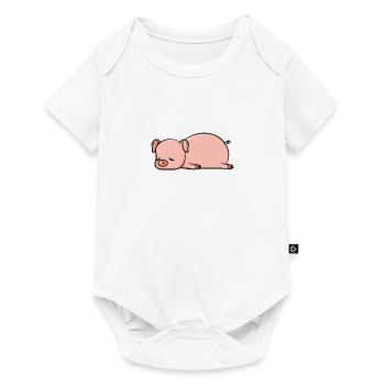 Porc fatigué | Cadeau mignon mignon - Body à manches courtes Premium Bébé - blanc - Devant