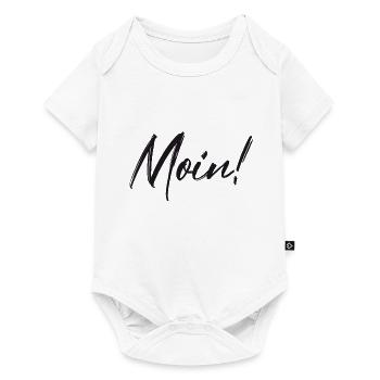 Norddeutscher Gruße Moin Gesichtsmaske Maske - Baby Premium Kurzarmbody - Weiß - Vorne