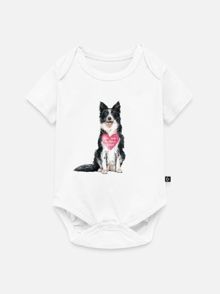 Border Collie Liebe - Baby Premium Kurzarmbody - Weiß
