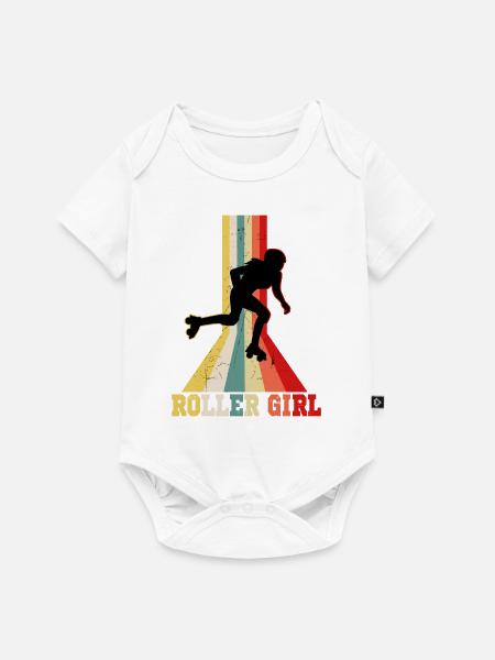 Rollschuhe - Baby Premium Kurzarmbody - Weiß