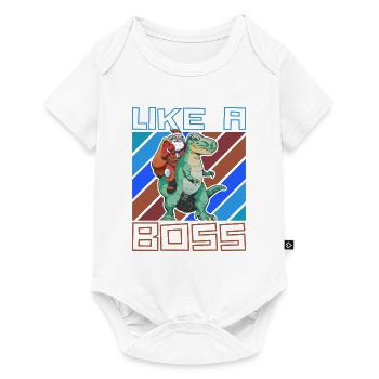 Like a Boss - Le Père Noël monte sur T-Rex - Body à manches courtes Premium Bébé - blanc - Devant