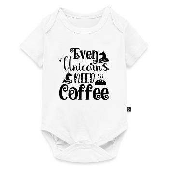 Même les licornes ont besoin de café licorne - Body à manches courtes Premium Bébé - blanc - Devant