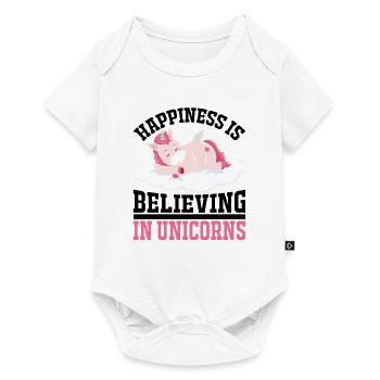 Le bonheur, c’est croire en la licorne licorne - Body à manches courtes Premium Bébé - blanc - Devant