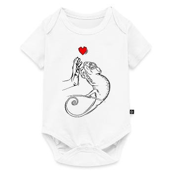 Caméléon Lézard Caméléon Dames Enfants - Body à manches courtes Premium Bébé - blanc - Devant