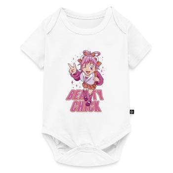 Rosa Haare Anime-Mädchen - Baby Premium Kurzarmbody - Weiß - Vorne