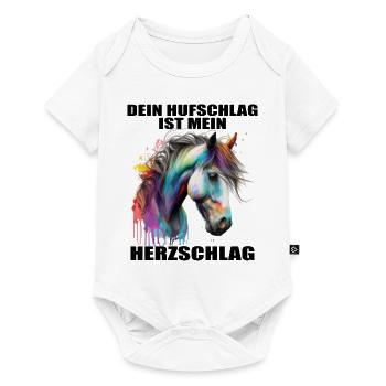 Pferde Herzschlag Reiten Hufe Hufeisen Herz Pony - Baby Premium Kurzarmbody - Weiß - Vorne