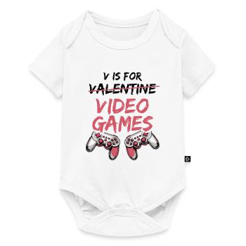 V is for Valentine Video Games - Valentine's Day - Baby Premium short-sleeve bodysuit - white - Front