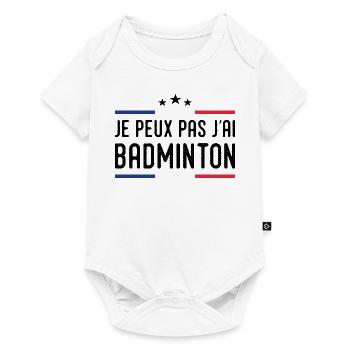 Je Peux Pas J'ai Badminton Bad Joueur de Badminton - Body à manches courtes Premium Bébé - blanc - Devant