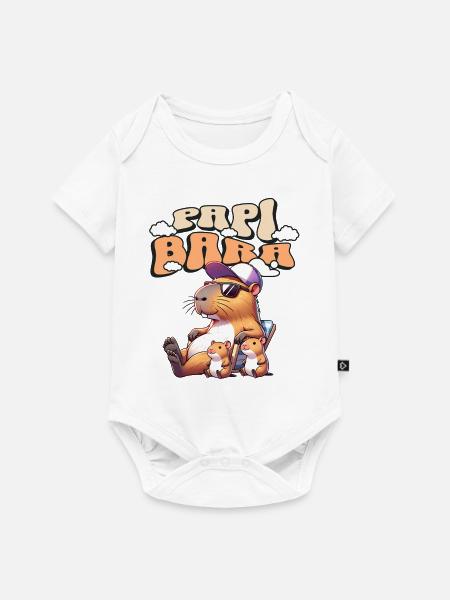Papibara Capybara Vater Papa - Baby Premium Kurzarmbody - Weiß