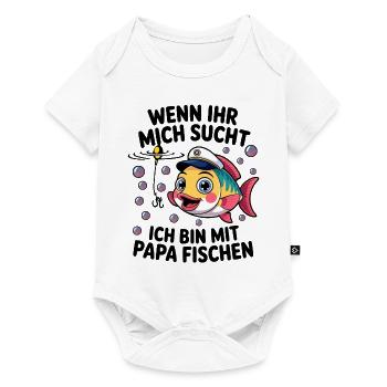 Fischen Angeln mit Papa und lustiger Spruch - Baby Premium Kurzarmbody - Weiß - Vorne