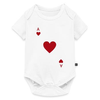 Herz Ass Spielkarte Karneval Kostüm Poker Casino - Baby Premium Kurzarmbody - Weiß - Vorne