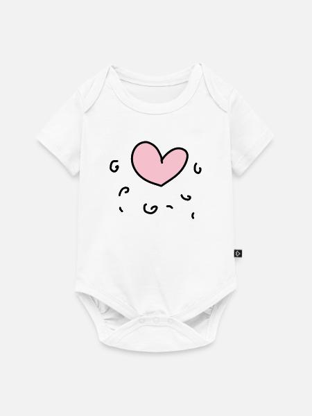 rosa Herz - Baby Premium Kurzarmbody - Weiß