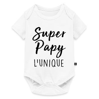Meilleur papy Super Papy Humour Papy Cadeau - Body à manches courtes Premium Bébé - blanc - Devant