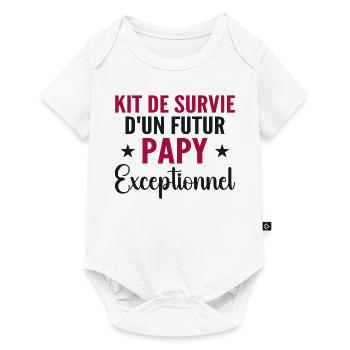 Personalisiertes Geschenk für den zukünftigen Opa Survival Kit - Baby Premium Kurzarmbody - Weiß - Vorne