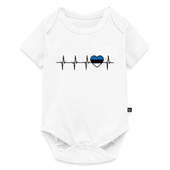 Estland Herzschlag Flagge Este - Baby Premium Kurzarmbody - Weiß - Vorne