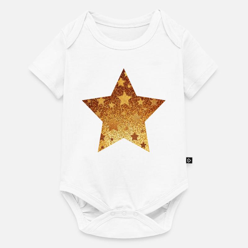 Stern mit Sternchen - Gold Geschenk Geschenkidee - Baby Premium Kurzarmbody - Weiß