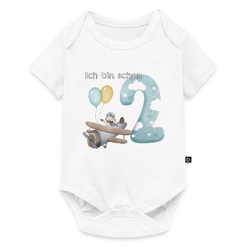 2. Geburtstag Flugzeug Pilot - Baby Premium Kurzarmbody - Weiß - Vorne