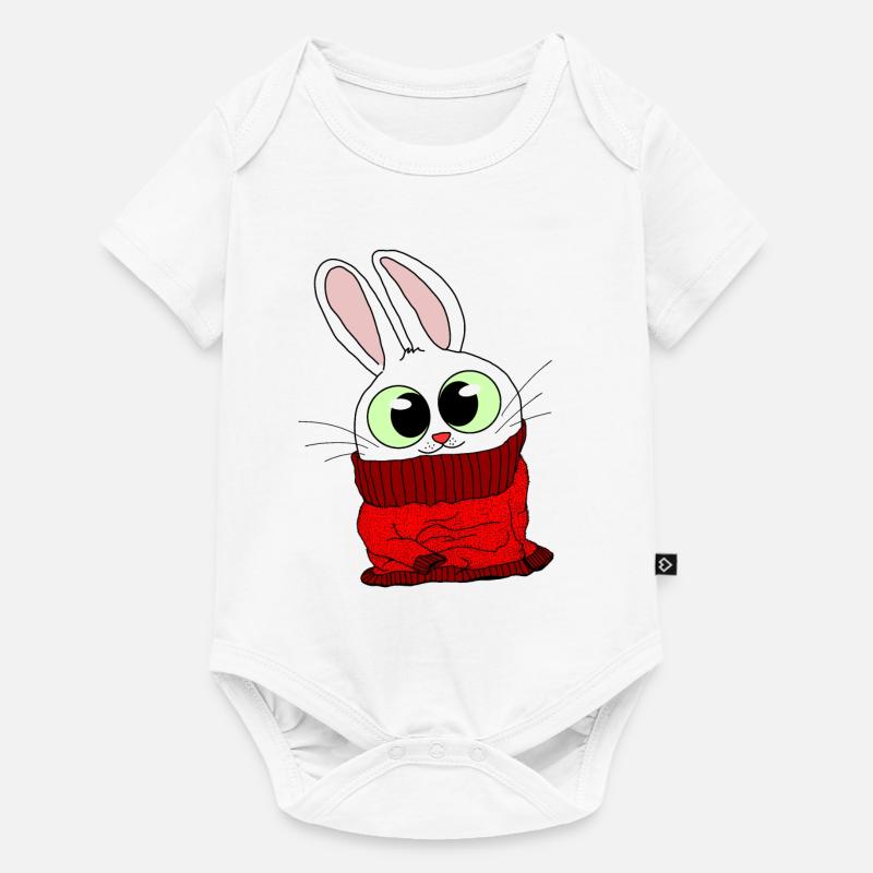 Tshirt Lapin moelleux en pull moelleux - Body à manches courtes Premium Bébé - blanc