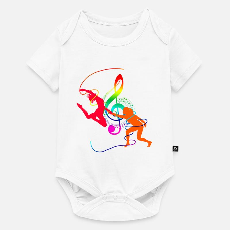 Chorégraphie colorée avec l’idée de cadeau de notes - Body à manches courtes Premium Bébé - blanc