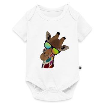 Rainbow giraffe with sun glasses gift idea - Baby Premium short-sleeve bodysuit - white - Front