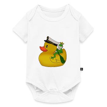 Funny duck with small frog gift idea - Baby Premium short-sleeve bodysuit - white - Front