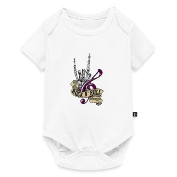 Rock and roll with skeleton and note gift idea - Baby Premium short-sleeve bodysuit - white - Front
