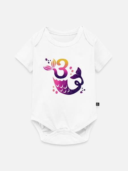 3 Birthday Mermaid - Baby Premium short-sleeve bodysuit - white