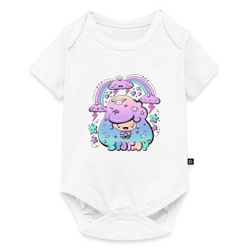 Bubble head girl in a storm with text - Baby Premium short-sleeve bodysuit - white - Front
